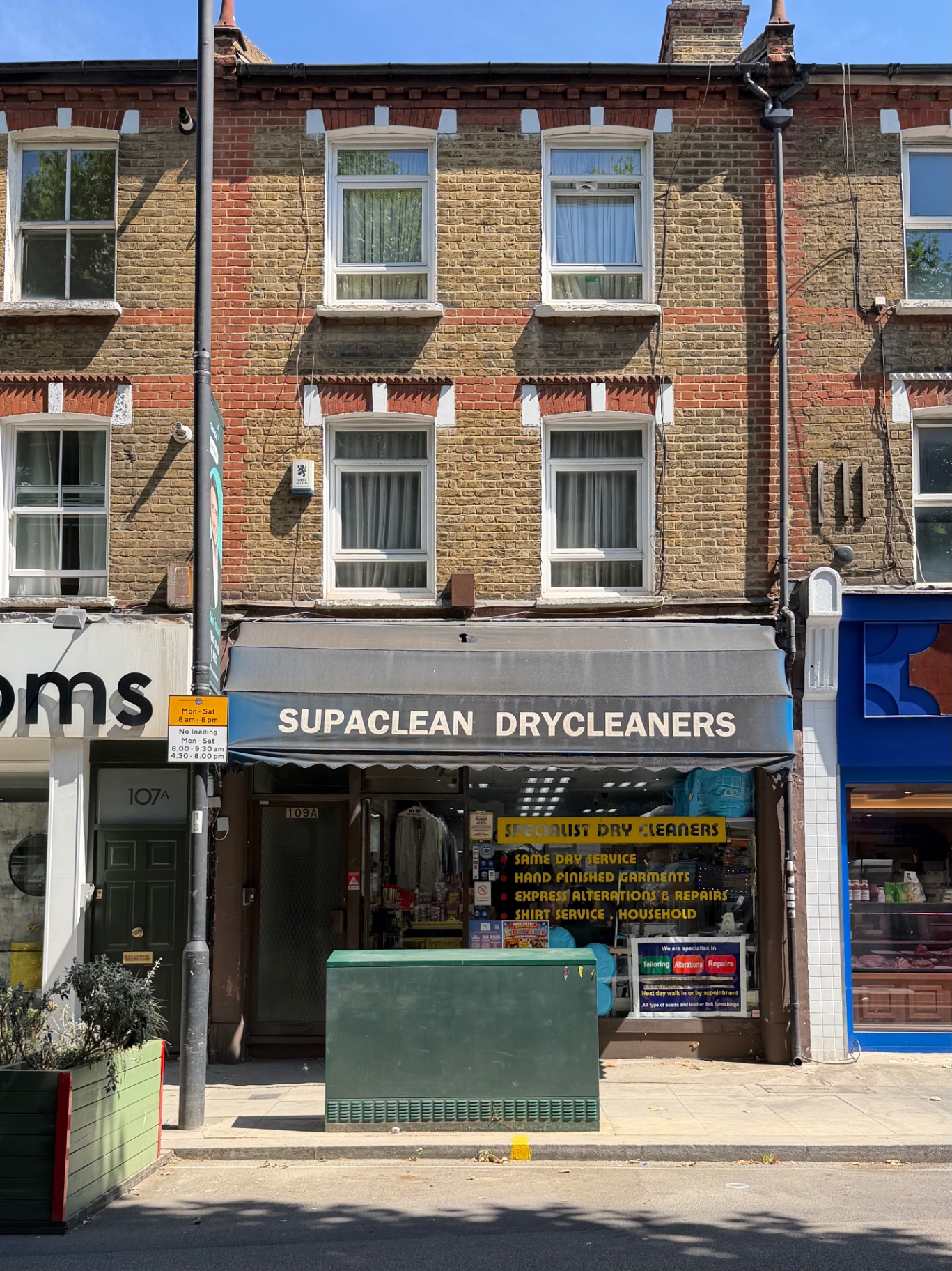 Supaclean Drycleaners storefront on Wandsworth Bridge Road, Fulham